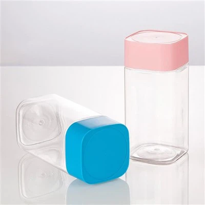 Pots carrés en plastique bleu