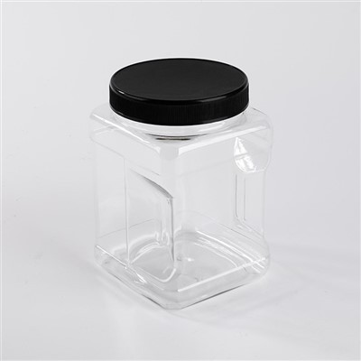 Grands bocaux en plastique à poignée carrée