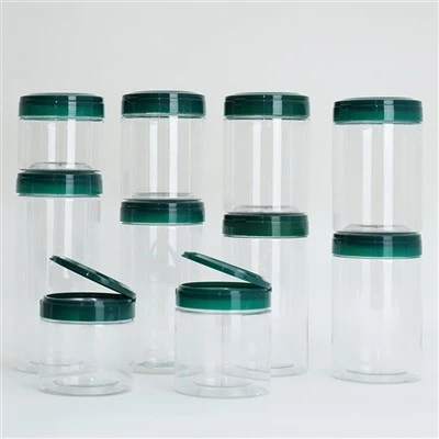Pots transparents ronds en plastique vert Flip