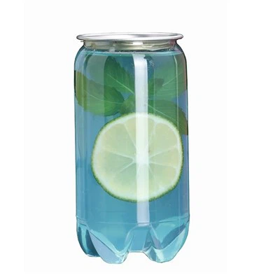 Canette de boisson transparente en plastique