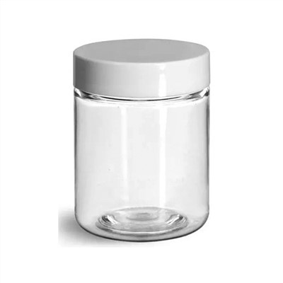 Bocaux en plastique avec couvercles blancs